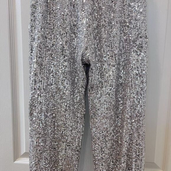 Art Class Silver Sequin Jogger Pants Elastic Waist Girls Size Medium 7-8 - Picture 11 of 12
